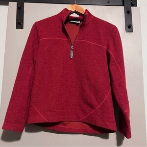 Ibex 100% Merino Wool Red Half-Zip Pullover Sweater